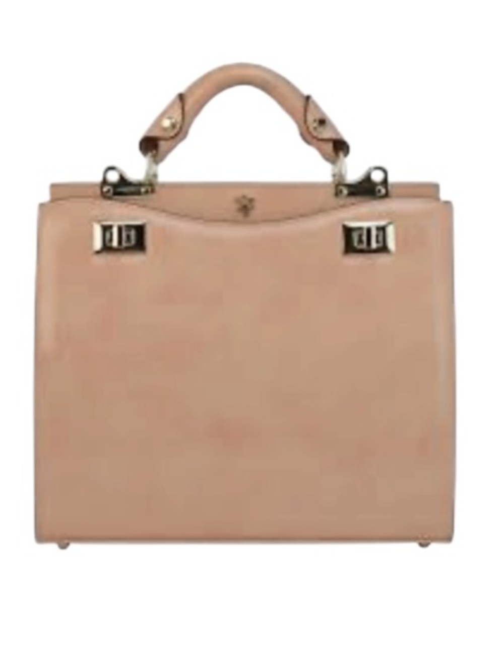 Classic Woman’s Tan Camel Color Made In Italy Leather Top-Handle Purse Briefcase